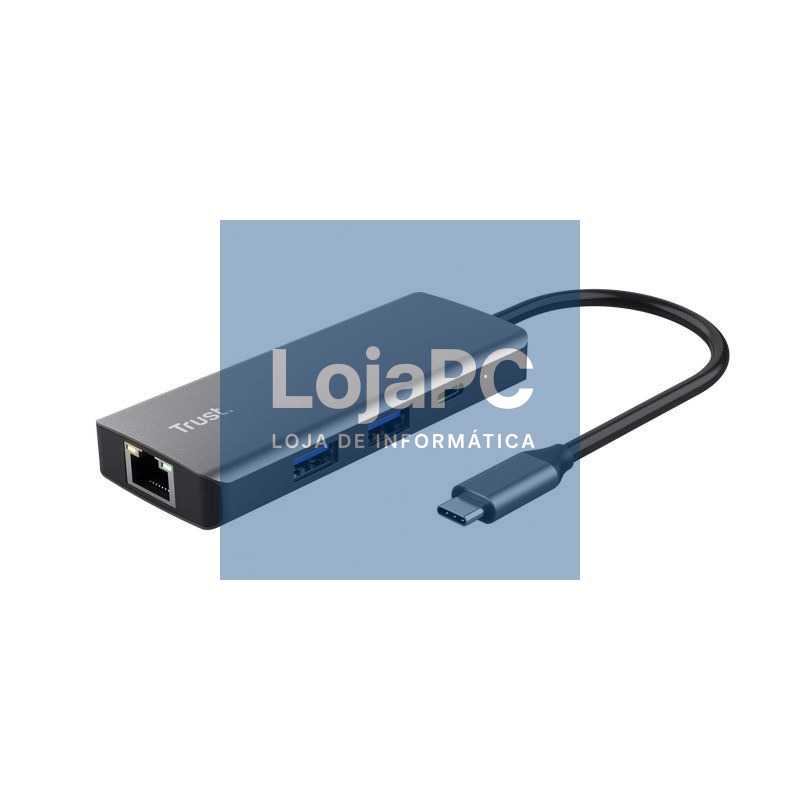 Docking USB Tipo-C Trust Dalyx/ 2xUSB/ 2xUSB Tipo-C/ 1xHDMI 4K/ 1xRJ45/ Cinzento
