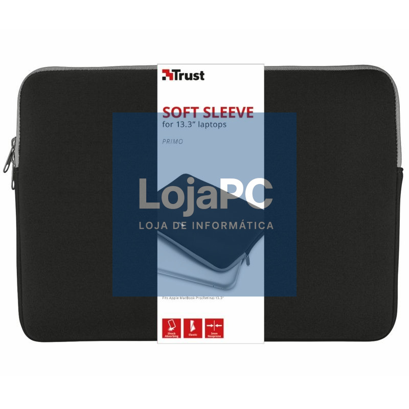 Capa Trust Primo Soft Sleeve para Portáteis até 13.3'/ Preta