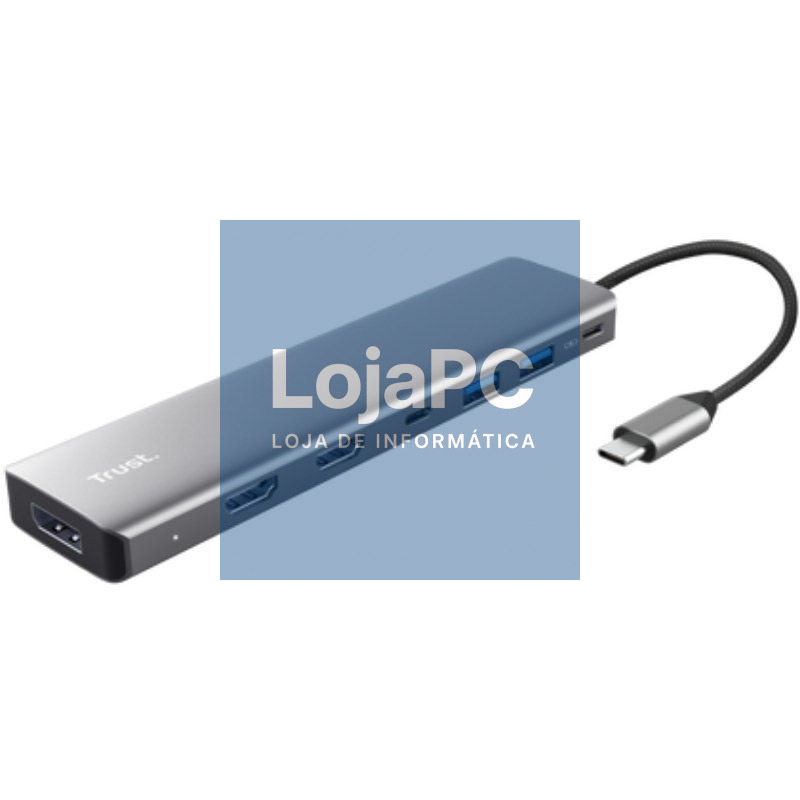 Docking USB Tipo-C Trust Dalyx/ 2xUSB/ 2xHDMI 4K/ 1xDisplayPort/ 1xUSB Tipo-C PD/ Cinzento