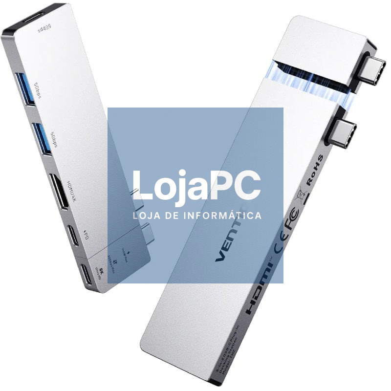 Docking USB Tipo-C Vention THZH0/ 1xHDMI 4K/ 2xUSB/ 2xUSB Tipo-C/ 1xThunderBolt/ 1xUSB Tipo-C PD/ Cinzento