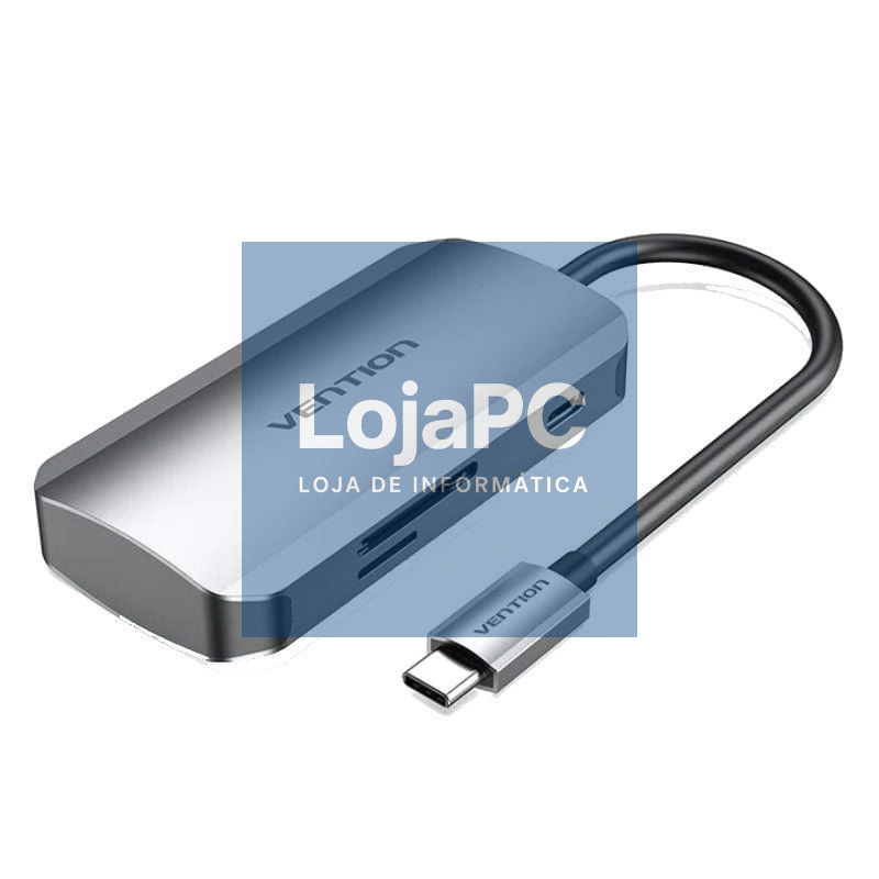 Docking USB Tipo-C Vention TNHHB/ 3xUSB/ 1xUSB Tipo-C PD/ 1xLector Cartões SD y MicroSD/ Cinzento