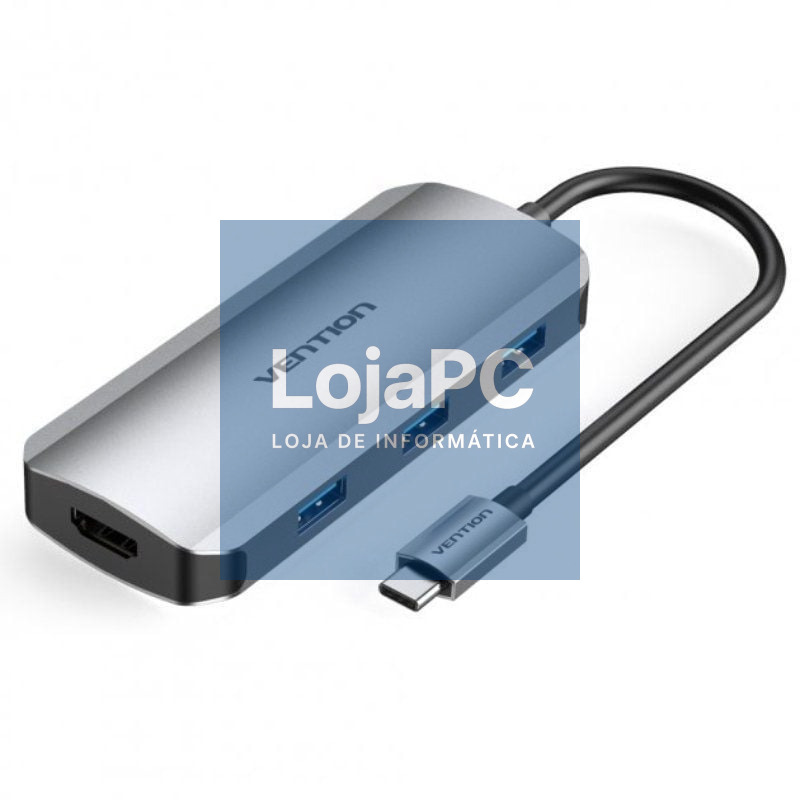 Docking USB Tipo-C Vention TOFHB/ 1xHDMI/ 3xUSB/ 1xUSB Tipo-C/ 1xUSB Tipo-C PD/ Cinzento