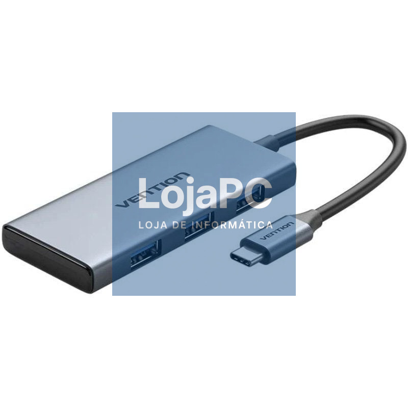 Docking USB Tipo-C Vention TOOHB/ 1xHDMI 4K/ 3xUSB/ 1xLector Cartões/ Cinzento