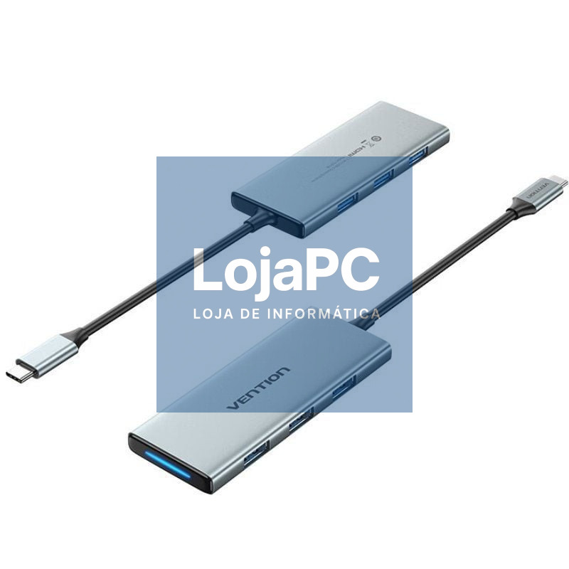 Docking USB Tipo-C Vention TOPHB/ 1xHDMI/ 3xUSB/ 1xLector Cartões SD y MicroSD/ Cinzento
