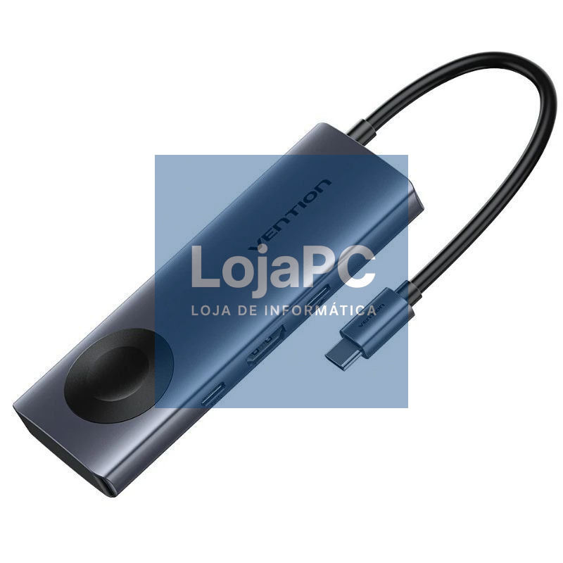 Docking USB Tipo-C com Carga sem fios Vention TPMHB/ 1xHDMI 4K/ 2xUSB/ 1xUSB Tipo-C/ 1xUSB Tipo-C PD/ Cinzento