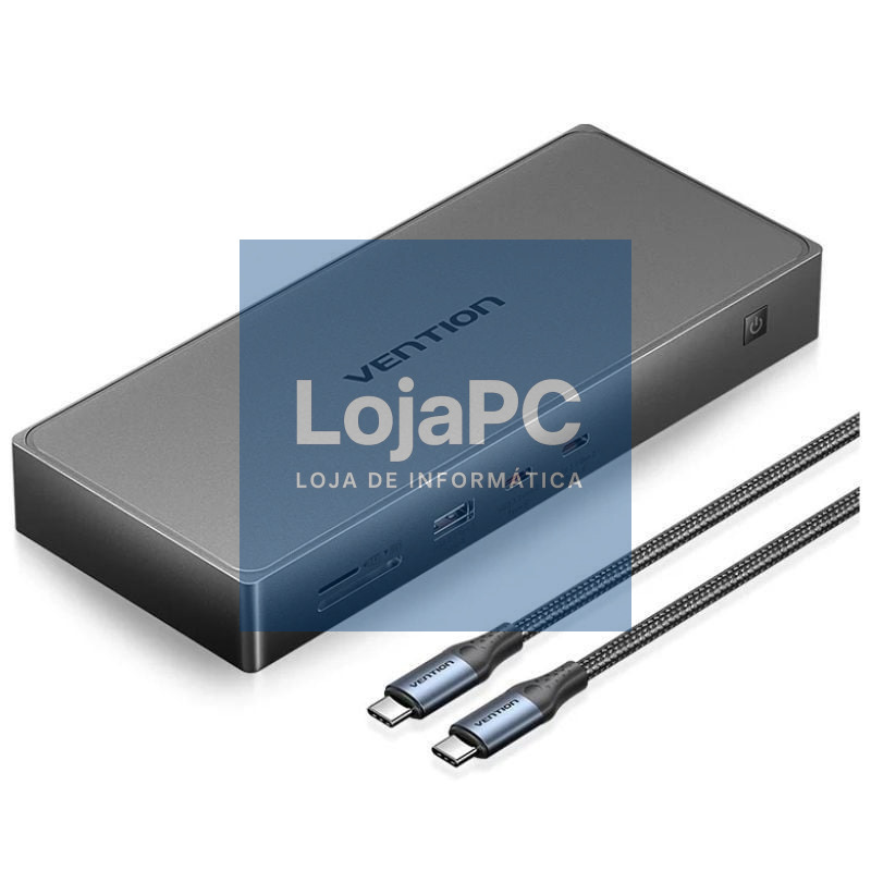 Docking USB Tipo-C Vention TPWH0/ 2xHDMI 4K/ 1xDisplayPort/ 3xUSB/ 2xUSB Tipo-C/ 1xUSB Tipo-C PD/ 1xRJ45/ 1xLector Cartões/ Cinzento