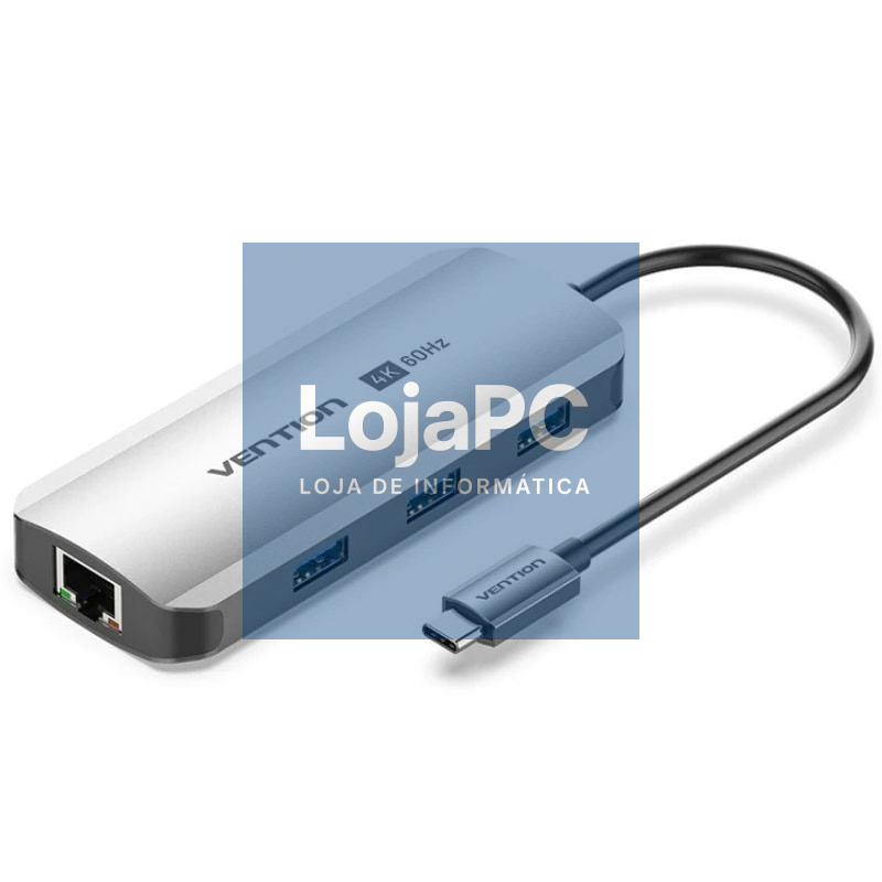 Docking USB Tipo-C Vention TQHHB/ 1xHDMI 4K/ 3xUSB/ 1xUSB Tipo-C PD/ 1xRJ45/ Cinzento
