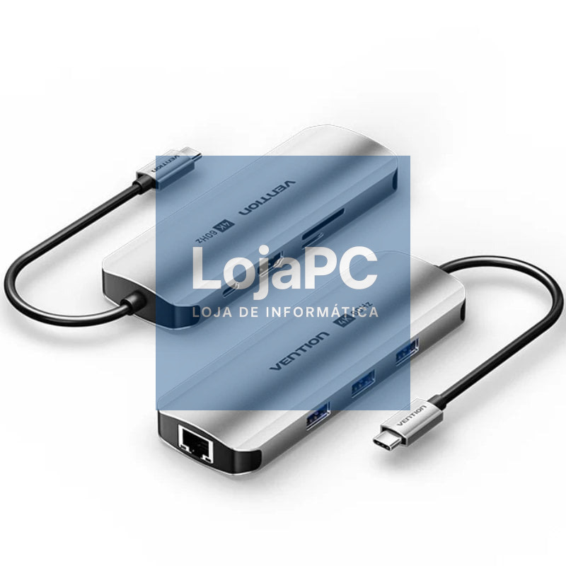 Docking USB Tipo-C Vention TQKHB/ 1xHDMI 4K/ 3xUSB/ 1xUSB Tipo-C PD/ 1xRJ45/ 1xLector de Cartões/ Cinzento