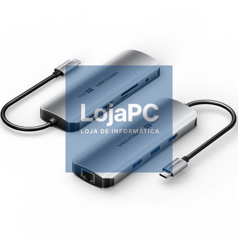 Docking USB Tipo-C Vention TQLHB/ 1xHDMI 4K/ 3xUSB/ 1xUSB Tipo-C PD/ 1xRJ45/ 1xJack 3.5mm/ 1xLector de Cartões/ Cinzento