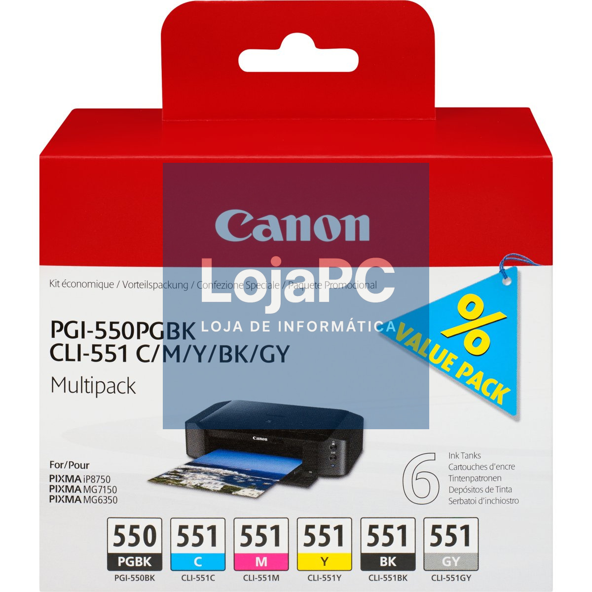CANON 1LB PGI-550 / CLI-551 ink cartridge black and five colour standard capacity multipack