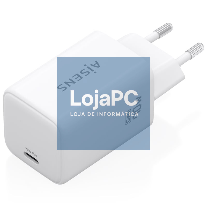 Carregador de parede GaN Aisens ASCH-70W1P088-W/ 1xUSB Tipo-C/ 70W/ Branco