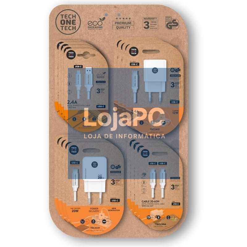 Expositor de Carregadores GaN y Cabos Tech One Tech EKO 400801/ 4 ganchos/ inclui 16 Productos