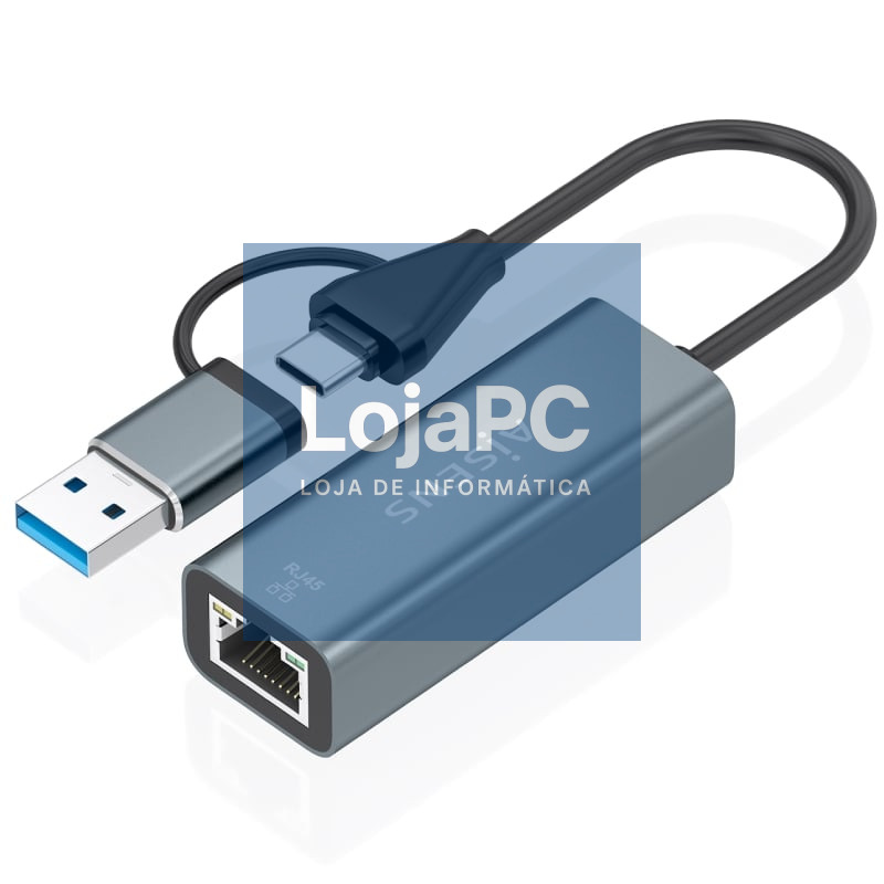 Adaptador USB + USB Tipo-C 3.2 - RJ45 Aisens A109-1032/ 1000Mbps