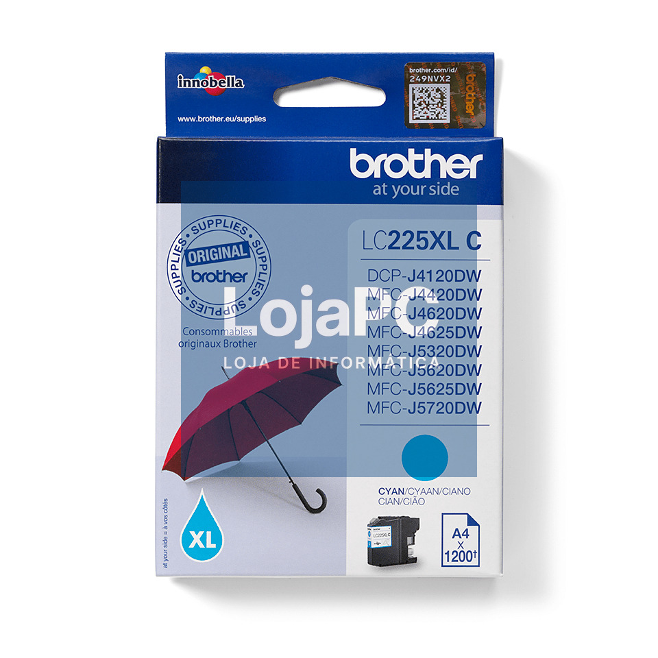 BROTHER LC225XLC ink cyan 1200pages DCPJ4120 MFCJ4420 MFCJ4620 MFCJ5320 MFCJ5620 MFCJ5720