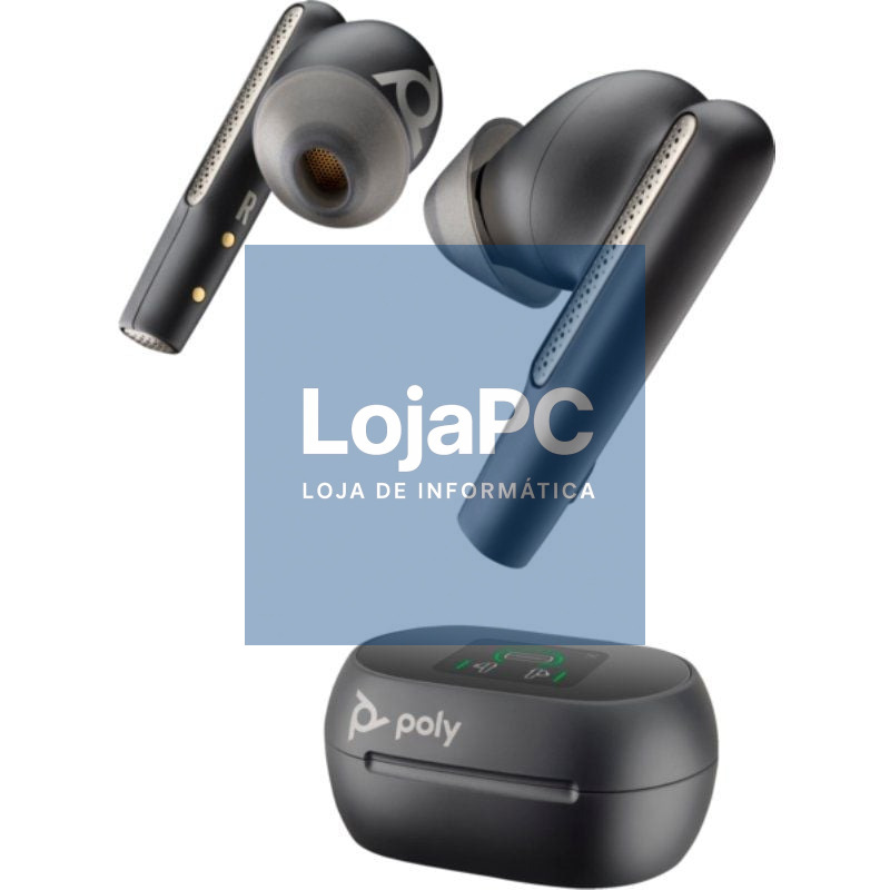 Auscultadores Bluetooth Poly Voyager Free 60+ UC M com estojo de carga + Adaptador BT700/ Autonomia 10h/ Pretos