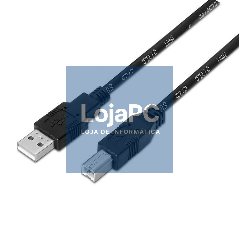 Cabo USB 2.0 Impressora Aisens A101-0007/ USB Tipo-B Macho - USB Macho/ 3m/ Preto