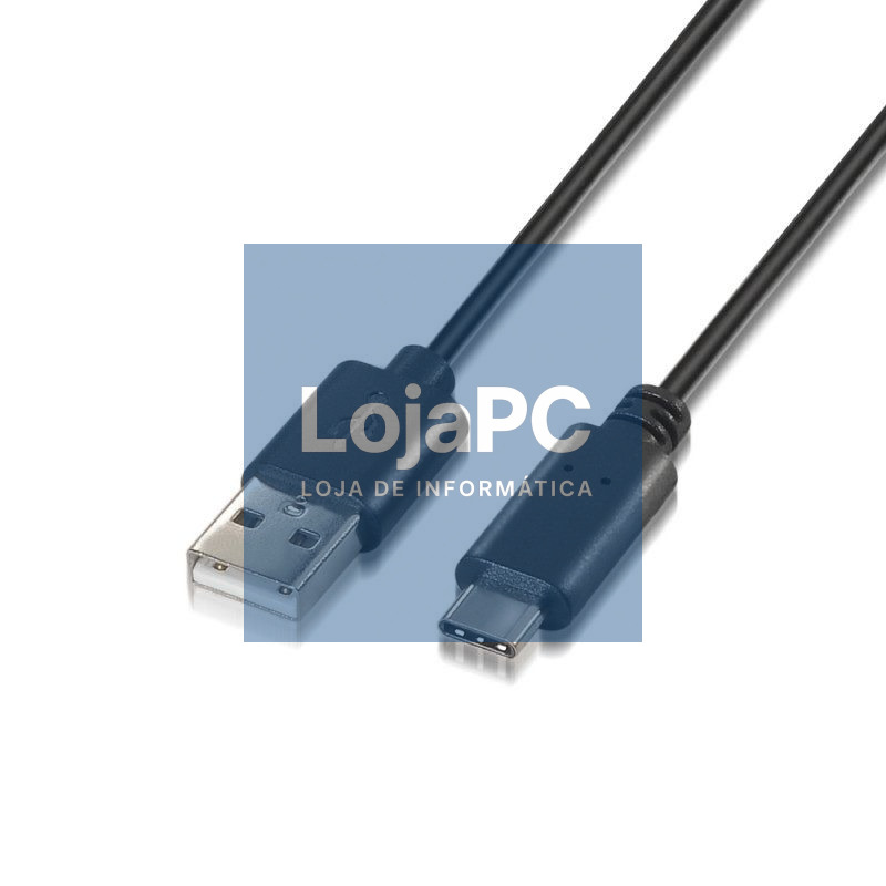 Cabo USB 2.0 Tipo-C Aisens A107-0052/ USB Tipo-C Macho - USB Macho/ 480Mbps/ 2m/ Preto