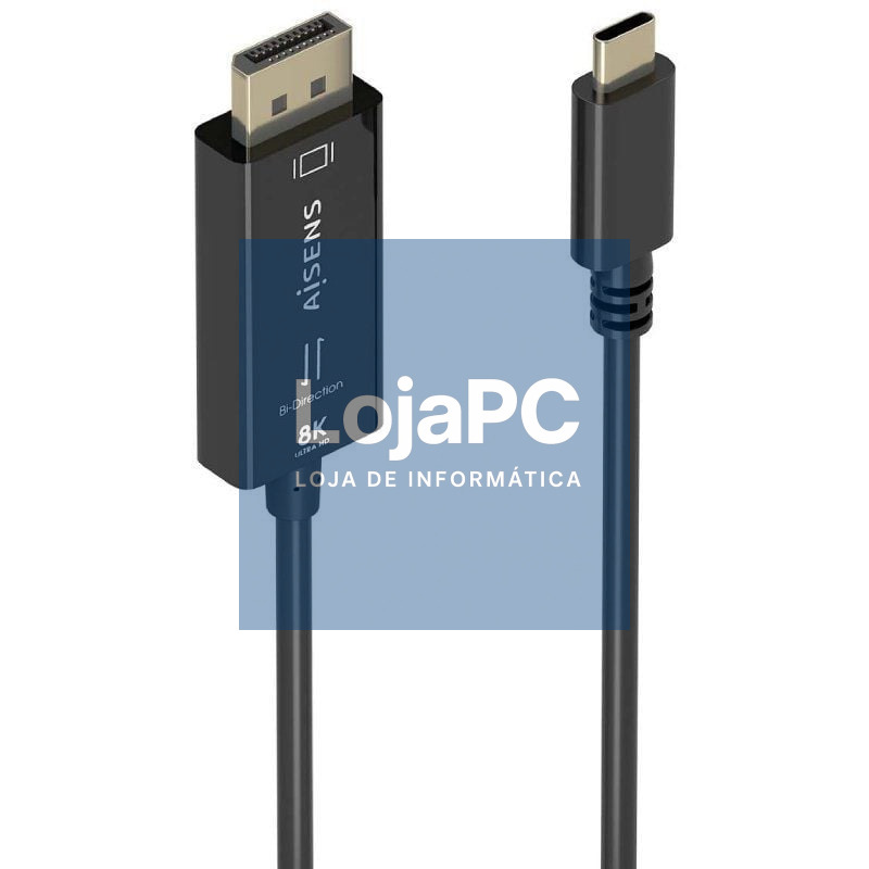 Cabo Conversor Aisens A109-0879/ USB Tipo-C Macho - DisplayPort Macho/ 1.8m/ Preto