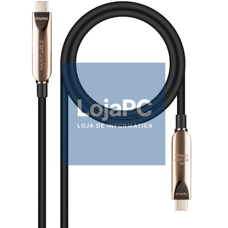Cabo USB 3.2 Tipo-C AOC Nanocable 10.01.4615/ USB Tipo-C Macho - USB Tipo-C Macho/ até 60W/ 10Gbps/ 15m/ Preto