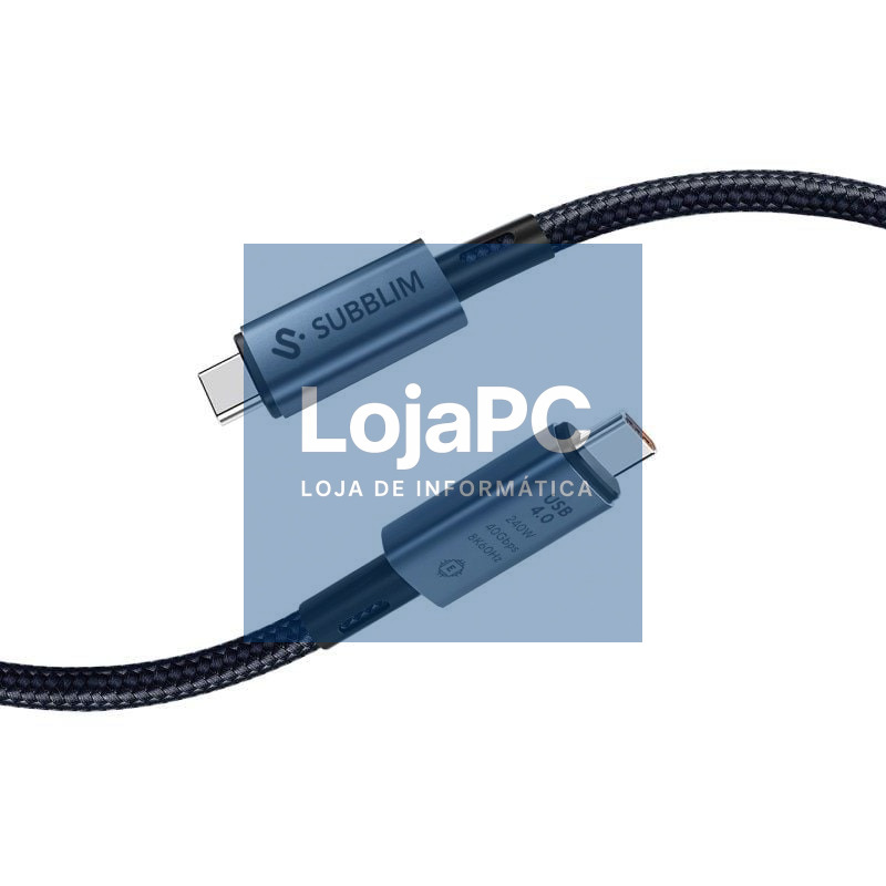 Cabo USB 4.0 Tipo-C Subblim Cabo High/ USB Tipo-C Macho - USB Tipo-C Macho/ até 240W/ 40Gbps 1.5m/ Preto