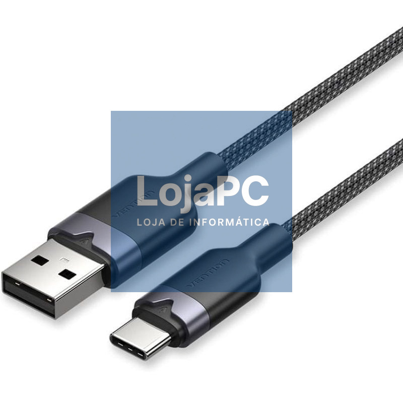 Cabo USB 2.0 Tipo-C Vention CTNBF/ USB Tipo-C Macho - USB Macho/ até 60W/ 480Mbps/ 1m/ Preto