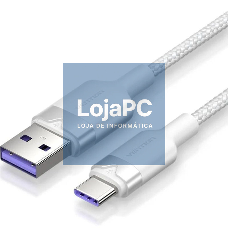 Cabo USB 2.0 Tipo-C Vention CTOWF/ USB Tipo-C Macho - USB Macho/ até 100W/ 480Mbps/ 1m/ Branco