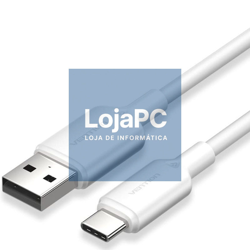 Cabo USB 2.0 Tipo-C Vention CTQWH/ USB Tipo-C Macho - USB Macho/ até 60W/ 480Mbps/ 2m/ Branco