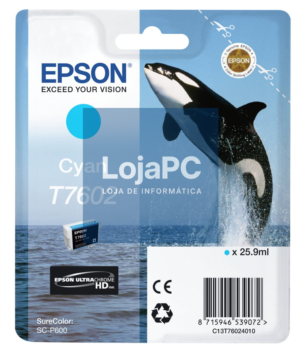 Tinteiro EPSON T7602 Ciano - SUreColor SC-P600