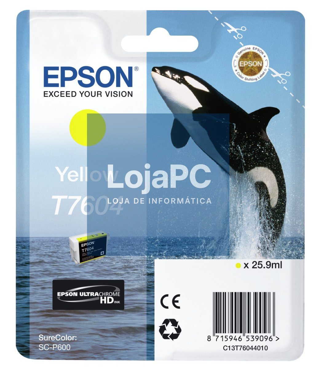 Tinteiro EPSON T7604 Amarelo - SC-P600