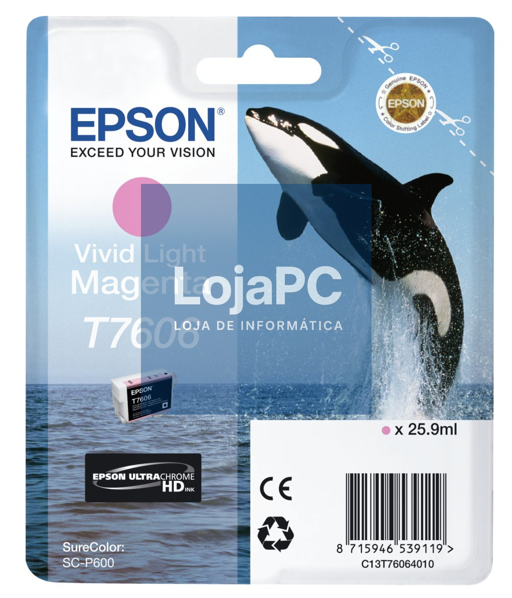 Tinteiro EPSON T7606 Magenta Claro Vivo - SureColor SC-P600