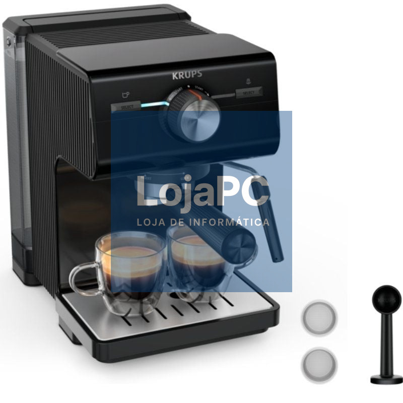 Cafetera Expreso Krups Authentic XP381810/ 1140W/ 15 Bares/ Preta