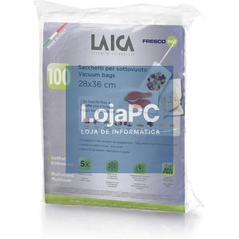 Bolsa para envasar al vacío Laica VT3512/ 28 X 36cm/ 100 bolsas