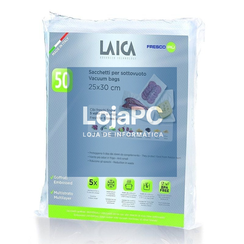 Bolsa para envasar al vacío Laica VT3510/ 25 x 30cm/ 50 bolsas