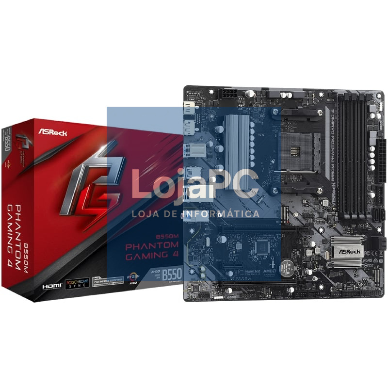 Placa-mãe Asrock B550M Phantom Gaming 4/ DDR4/ PCIe 4.0/ Socket AM4/ Micro ATX