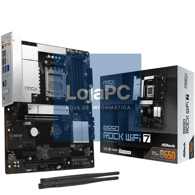 Placa-mãe Asrock B650 ROCK WIFI 7/ DDR5/ PCIe 5.0/ Socket AM5