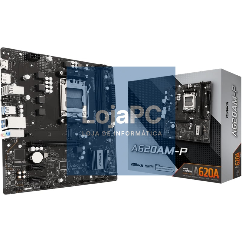 Placa-mãe Asrock A620AM-P/ DDR5/ PCIe 4.0/ Socket AM5/ Micro ATX