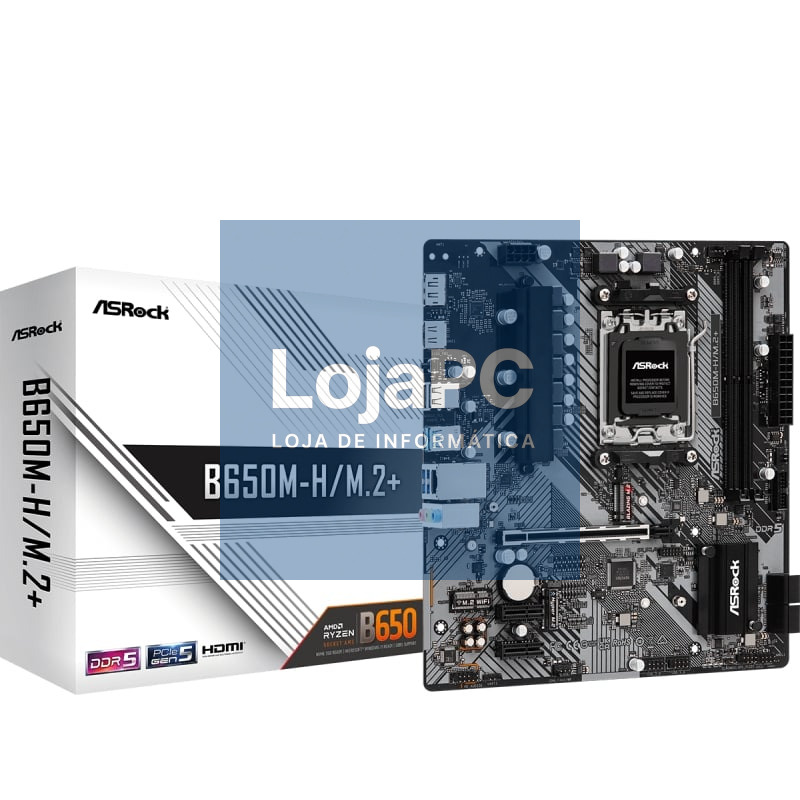 Placa-mãe Asrock B650M-H/M.2+/ DDR5/ PCIe 4.0/ Socket AM5/ Micro ATX