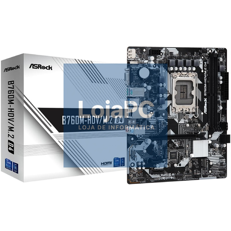 Placa-mãe Asrock B760M-HDV M2 D4 Socket 1700/ DDR4/ PCIe 4.0/ Micro ATX