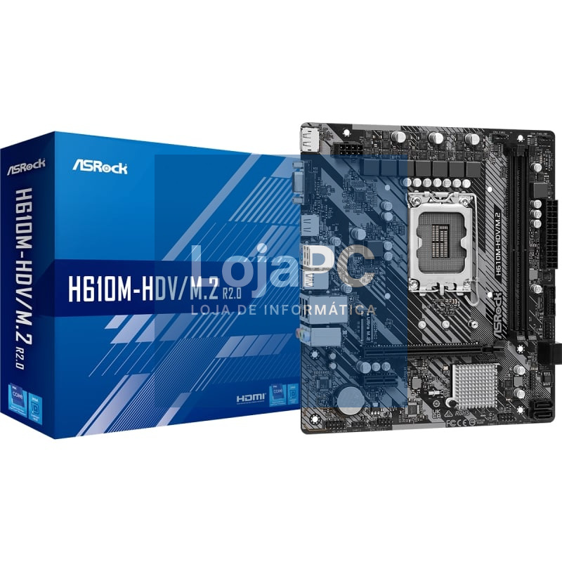 Placa-mãe Asrock H610M-HDV M2 R2 Socket 1700/ DDR4/ PCIe 4.0/ Micro ATX
