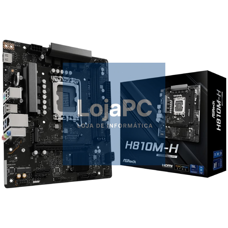 Placa-mãe Asrock H810M-H Socket 1851/ DDR5/ PCIe 4.0/ Micro ATX