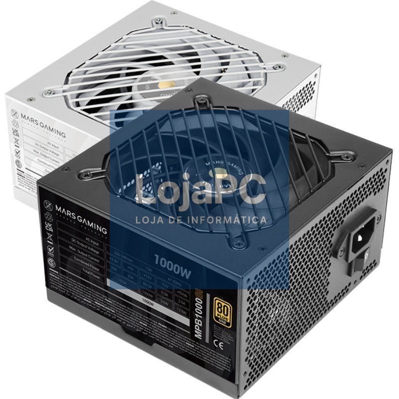 Fonte de alimentação Mars Gaming MPB1000SI/ 1000W/ Ventoinha 12cm/ 80 Plus Gold