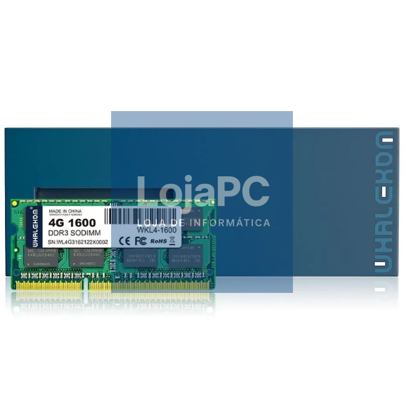 Memória RAM Whalekom WKL4 4GB/ DDR3/ 1600MHz/ 1.35V/ CL11/ SODIMM