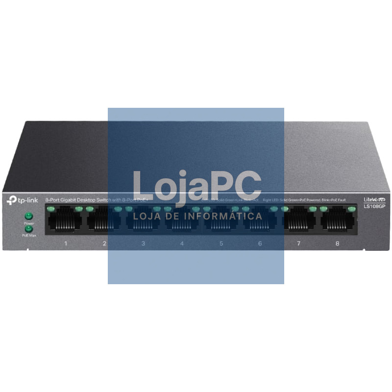 Switch TP-Link LS108GP 8 Portas/ RJ-45 10/100/1000/ PoE+