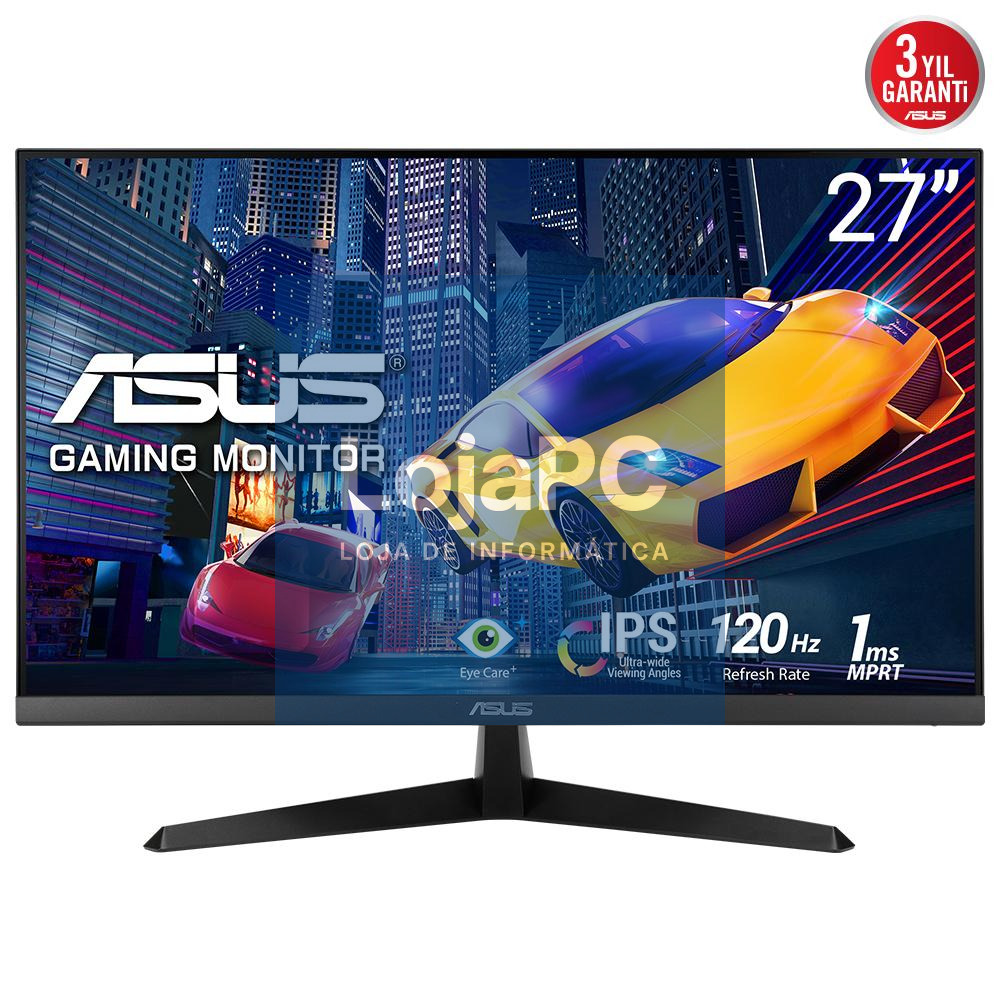 Asus VY279HGR Eye Care Gaming – 27" IPS, Full HD (1920 x 1080), 1ms (MPRT), 250cd/㎡, 120Hz (OC), SmoothMotion, FreeSync Premium, Eye Care Plus technology, Blue Light Filter, Flicker Free