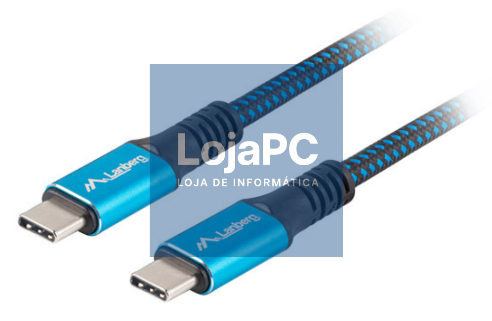 Lanberg CA-CMCM-45CU-0005-BK cabo USB USB4 Gen 2x2 0,5 m USB C Preto, Azul
