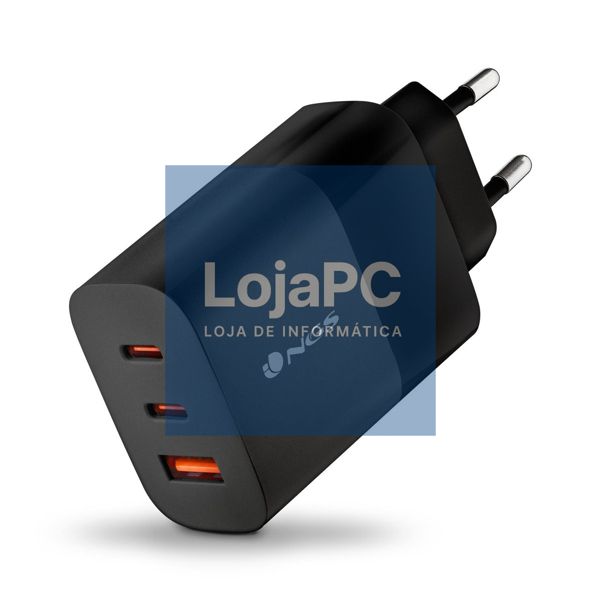 NGS Carregador de 65 W com portas USB-C e USB-A para portáteis, tablets e smartphones