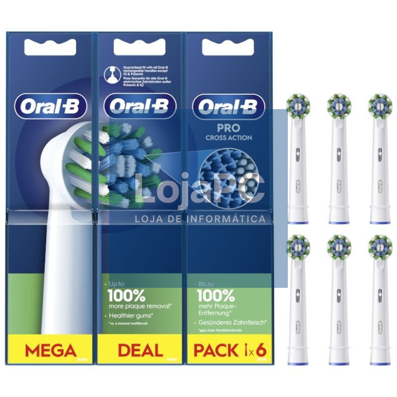 Cabezal de Recambio para escova Oral-B Pro Cross Action/ Pack 6 uds