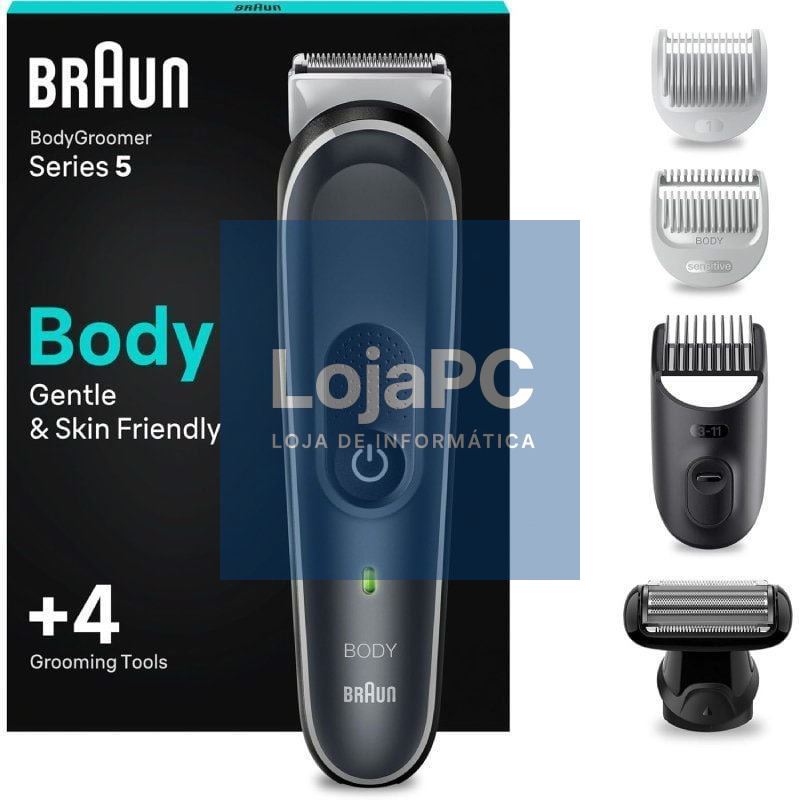Cortapelos Braun BodyGroomer Series 5 BG5360/ com Bateria/ 4 Acessórios