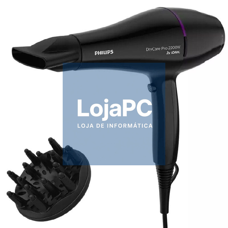 Secador Philips Drycare Pro BHD274/ 2200W/ Preto y Violeta