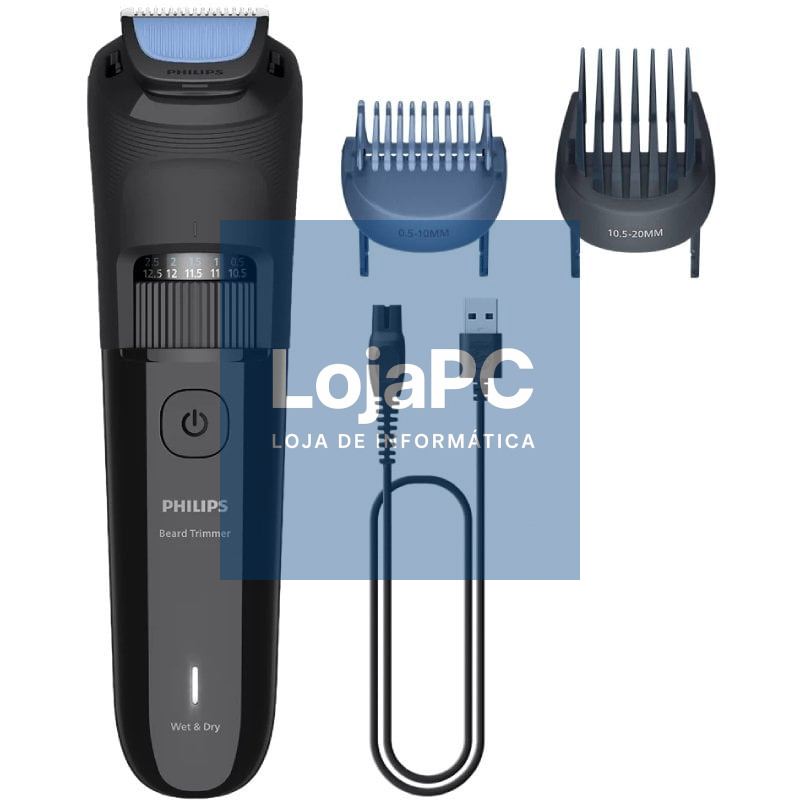 Cortabarbas Philips Beardtrimmer series 3000 BT3620/15/ com Bateria/ 5 Acessórios